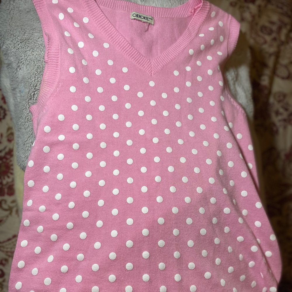 vintage pink polka dot sweater tank top,